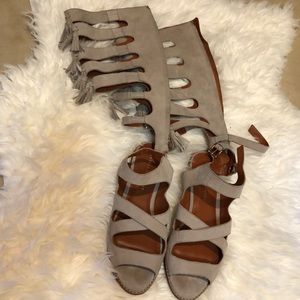 Rebecca Minkoff Gray Suede Gladiator Sandals